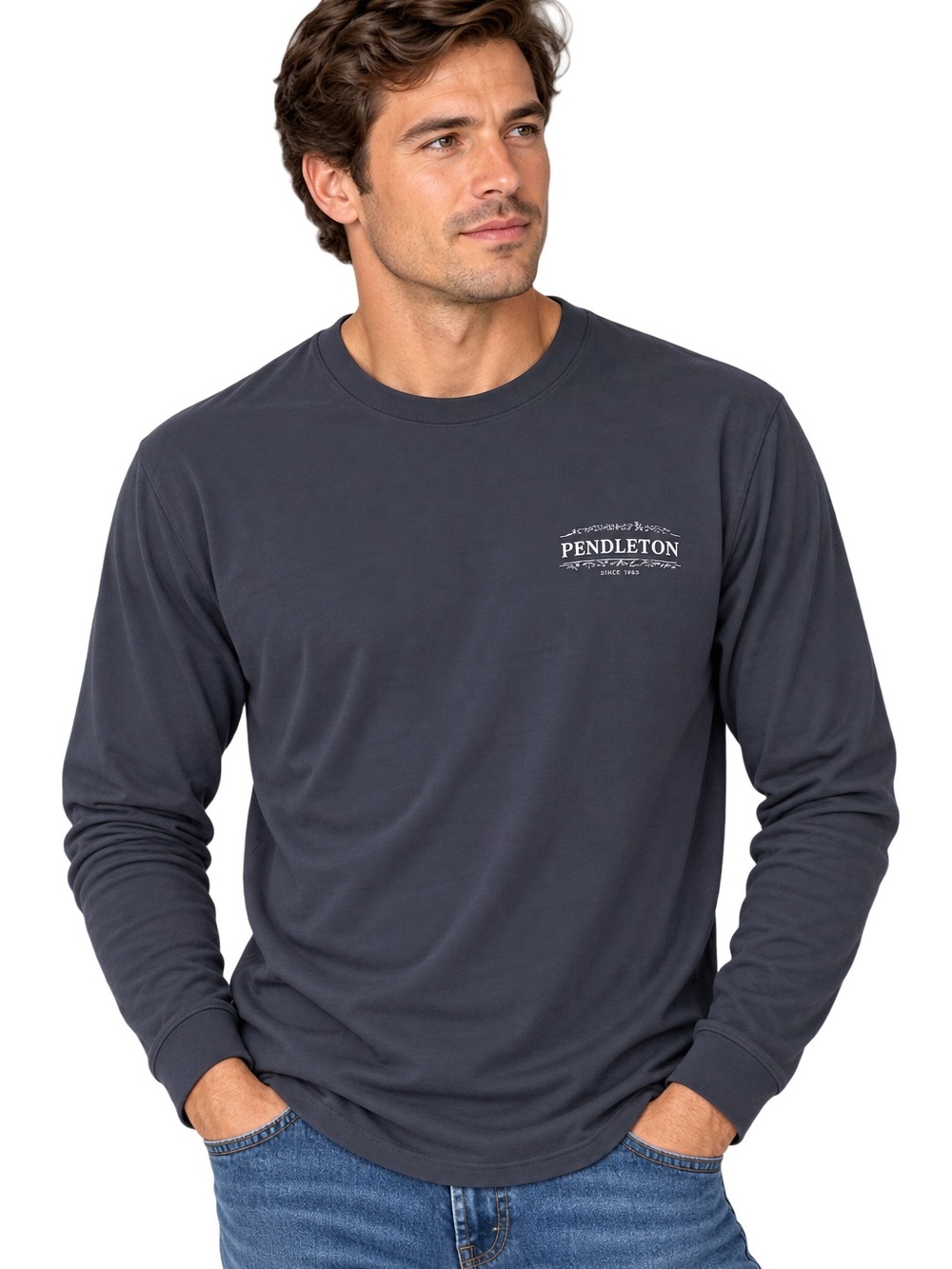 Pendleton Charcoal Long Sleeve Men's Tee size Small